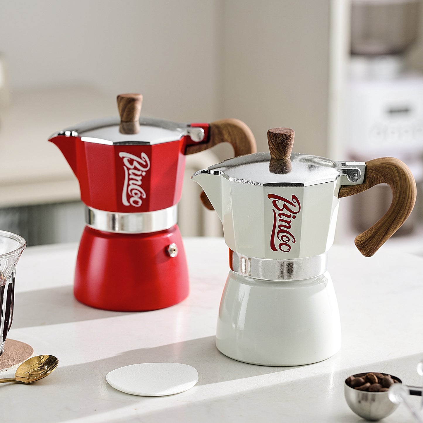 Bincoo Coffee Moka Pot, Single Valve Espresso Maker Brewed Coffee Italian Home Outdoor Kitchen Utensils Barista Accessories