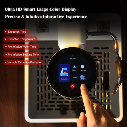 Bincoo Espresso Machine with Touch Screen | 15‑Bar Extraction, Milk Steam Wand, Compact Semi‑Automatic Coffee Maker for Home Barista