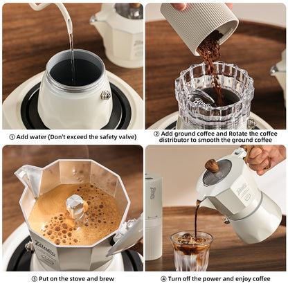 Bincoo Stovetop Espresso Maker - Italian Coffee Maker for Gas & Electric Stove,Small Moka Pot for Italian and Cuban Café Brewing,2 Espresso Cups, Portable