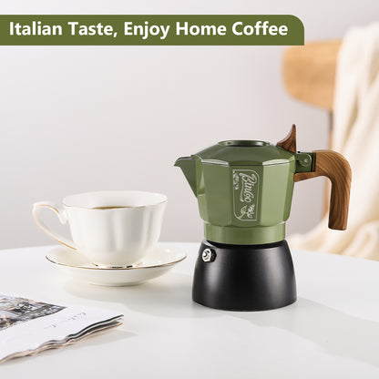 Bincoo Premium Moka Pot Set 6 Color Options Dual Valve System Compact Italian Coffee Maker for Stovetop Brewing