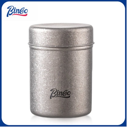 BINCOO Mini Pure Titanium Airtight Coffee Bean Canister Portable Storage Jar for Travel & Outdoor Camping 130ML/200ML
