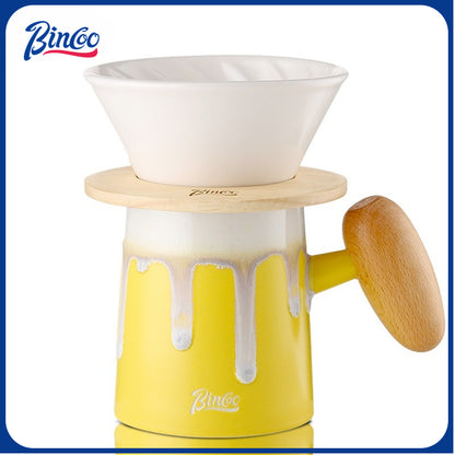 BINCOO Pour Over Coffee Mug Set Coffee Pot Ceramic Filter Sharing Pot Suitable for Home Office 350ML