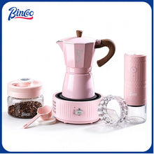 BINCOO Pink Single Valve Moka Pot Set Home Electric Cooktop Coffee Maker Kit Small Espresso Extraction Coffee Machine 3 Cup / 6 Cup