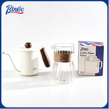 BINCOO Glass Coffee Server & Stainless Steel Pour‑Over Kettle Set, Drip Coffee Kit with Manual Coffee Grinder