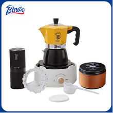 BINCOO Two-Valve Moka Pot with Electric Stove Set Espresso Maker with Grinder Complete Outdoor Coffee Set 2Cups