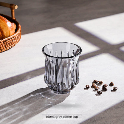 Hand-Painted Rainbow Vertical Relief Glass Tumbler | Bincoo Aesthetic Clear Textured Drinking Cup for Coffee, Whiskey & Cocktails