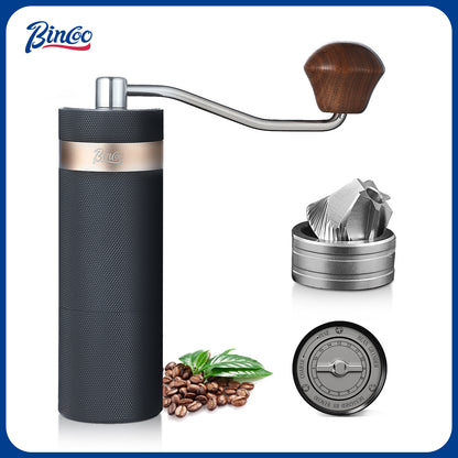 Bincoo GYKF1625 Manual Coffee Bean Grinder, Portable Hand Espresso Grinder with 6 Star CNC Stainless Steel Conical Burr,16 Internal Adjustable Setting and Double Bearing, Portable Carry Bag, 25g Capacity