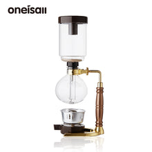Bincoo Electric Siphon Coffee Maker, Borosilicate Glass Vacuum Syphon Coffee Pot with Solid Wood Handle & Adjustable Heating Base, Professional Hand Brew Coffee Brewer for Home & Cafe Barista