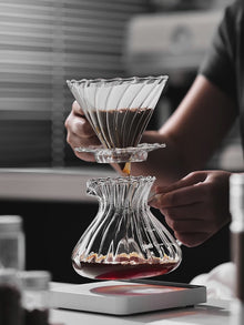 BINCOO Hand Brewing Coffee Pot Set V60 Glass Filter Cup with Glass Sharing Pot Set 450ML/550ML