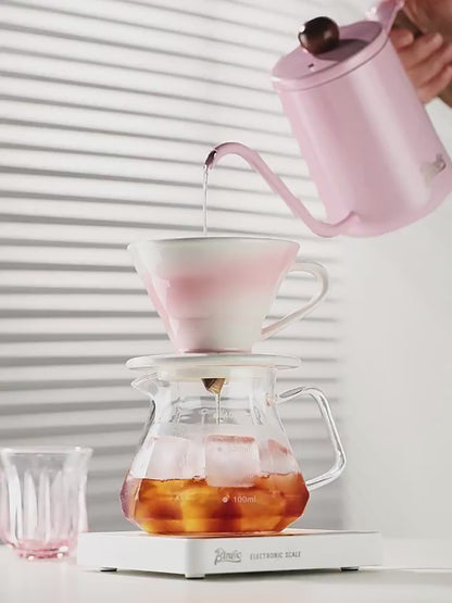 Bincoo GYKF0679 Drip Coffee Set with Ceramic Filter and Glass Carafe All in One Pour Over Brewing Ideal for Beginners Gift Presentation