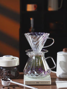 BINCOO Hand Brewed Coffee Sharing Pot Set High Borosilicate Glass Coffee Sharing Pot One Pot Two Cups 400ML/600ML