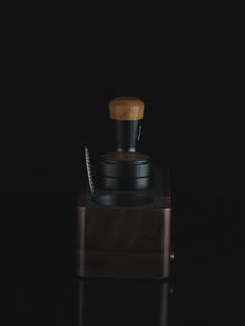 Bincoo GYKF1821 Walnut Wood Espresso Tamper Station 51-58mm-Espresso Organizer for Tamper,Distributor,Portafilter,Puck Screen,Coffee Station Holder for Coffee Bar,with Adjustable Height & Non-Slip Design