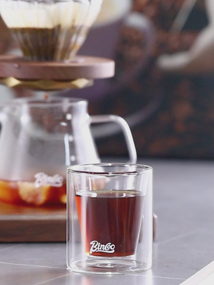 Bincoo GYKF2211 Double Wall Heat-Resistant Glass Cup 120ml Hollow Anti-Scald Design Coffee Cup Rounded Mouth Home Cafe Milk Water Glass