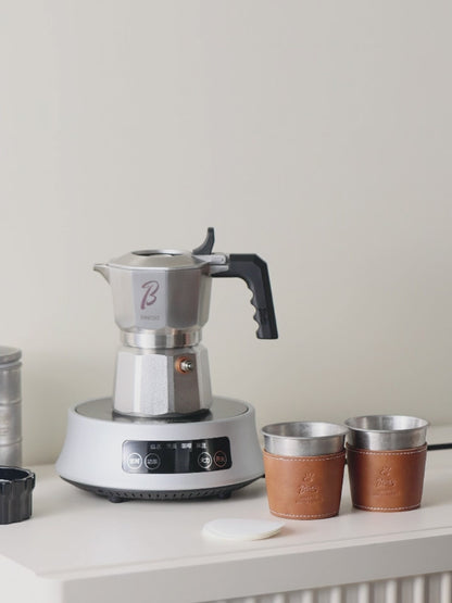 Bincoo Italian Moka Pot - Stovetop Espresso Maker for Rich Coffee,316 Stainless Steel - Three-Valve Pressure Boosting Design (Silver 02)