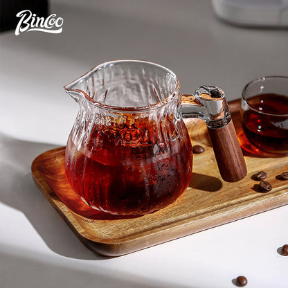 Bincoo Share Pot Glass Coffee Pot Tree Patterned Hand Brewed Coffee Pot Glass Cup Set 400ML