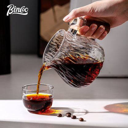 Bincoo Share Pot Glass Coffee Pot Tree Patterned Hand Brewed Coffee Pot Glass Cup Set 400ML