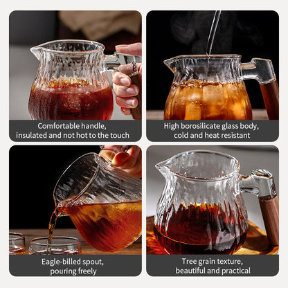 Bincoo Share Pot Glass Coffee Pot Tree Patterned Hand Brewed Coffee Pot Glass Cup Set 400ML