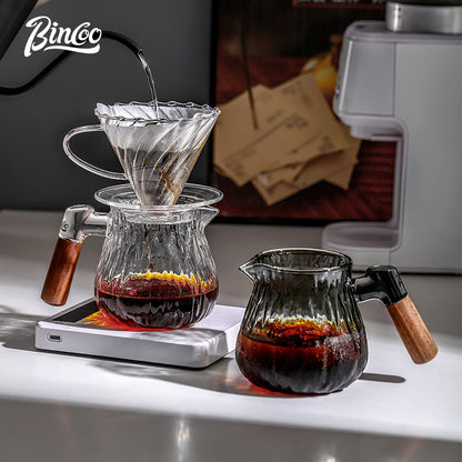 Bincoo Share Pot Glass Coffee Pot Tree Patterned Hand Brewed Coffee Pot Glass Cup Set 400ML
