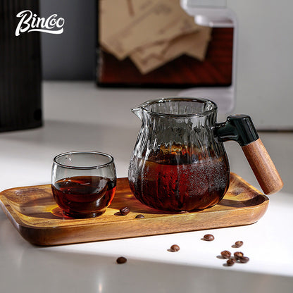Bincoo Share Pot Glass Coffee Pot Tree Patterned Hand Brewed Coffee Pot Glass Cup Set 400ML