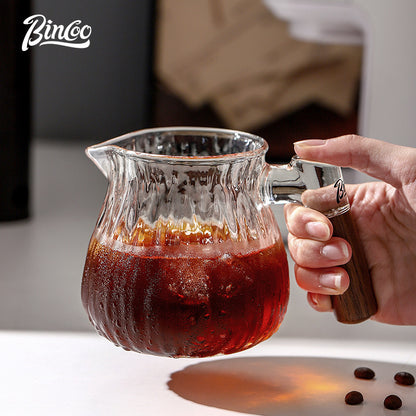 Bincoo Share Pot Glass Coffee Pot Tree Patterned Hand Brewed Coffee Pot Glass Cup Set 400ML