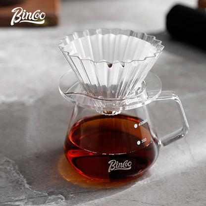 Bincoo Coffee Filter Glass Filter Cup Cake Filter Paper Set V60 Funnel Heat and Cold Resistant Coffee Utensils