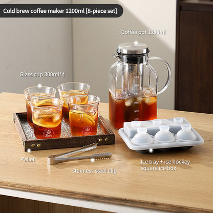 BINCOO Cold Brew Coffee Pot Home Glass Cold Water Kettle Cold Brew Fruit Tea Pot Large Capacity 1200ML