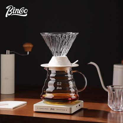 Bincoo Hand Brewing Coffee Pot Set Glass Smart Filter Cup V60 Share Pot Coffee Kettle Coffee Scale 600ML