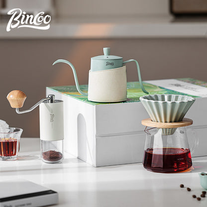 BINCOO Hand Brewed Coffee Pot Gift Set Household Hand Brewing Pot with Manual Grinder Coffee Filter Cup with Sharing Pot Set Best Gift