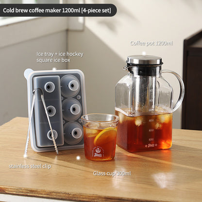 BINCOO Cold Brew Coffee Pot Home Glass Cold Water Kettle Cold Brew Fruit Tea Pot Large Capacity 1200ML