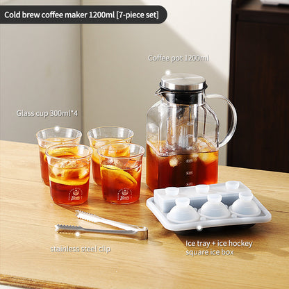 BINCOO Cold Brew Coffee Pot Home Glass Cold Water Kettle Cold Brew Fruit Tea Pot Large Capacity 1200ML