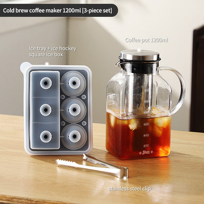 BINCOO Cold Brew Coffee Pot Home Glass Cold Water Kettle Cold Brew Fruit Tea Pot Large Capacity 1200ML