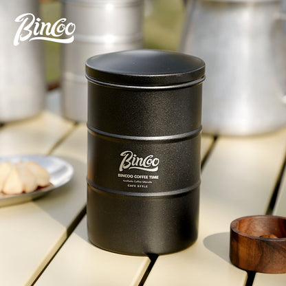 Bincoo Coffee Bean Can Storage Jar Coffee Powder Sealed Jar Tea Tank Outdoor Travel Stainless Steel Coffee Storage Utensils 380ml