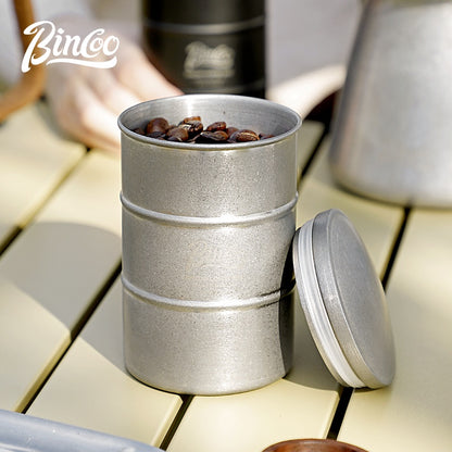 Bincoo Coffee Bean Can Storage Jar Coffee Powder Sealed Jar Tea Tank Outdoor Travel Stainless Steel Coffee Storage Utensils 380ml