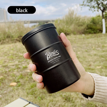 Bincoo Coffee Bean Can Storage Jar Coffee Powder Sealed Jar Tea Tank Outdoor Travel Stainless Steel Coffee Storage Utensils 380ml