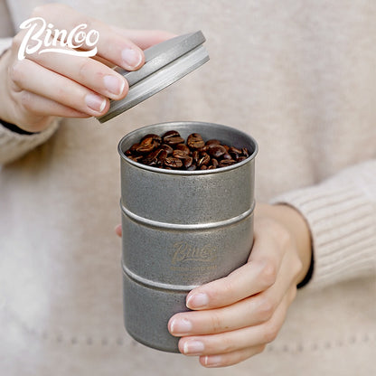 Bincoo Coffee Bean Can Storage Jar Coffee Powder Sealed Jar Tea Tank Outdoor Travel Stainless Steel Coffee Storage Utensils 380ml