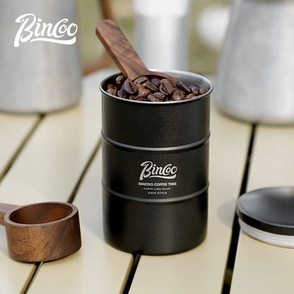 Bincoo Coffee Bean Can Storage Jar Coffee Powder Sealed Jar Tea Tank Outdoor Travel Stainless Steel Coffee Storage Utensils 380ml