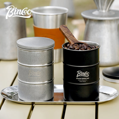 Bincoo Coffee Bean Can Storage Jar Coffee Powder Sealed Jar Tea Tank Outdoor Travel Stainless Steel Coffee Storage Utensils 380ml