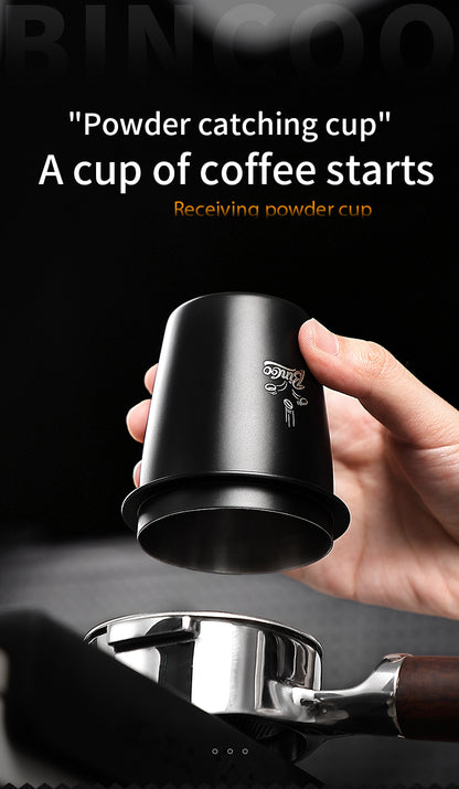 Bincoo 51/58mm Coffee Dosing Cup - Food-Grade Stainless Steel Espresso Powder Receiver, Multi-Use Coffee Porter for Weighing Beans & Catching Grounds, Black