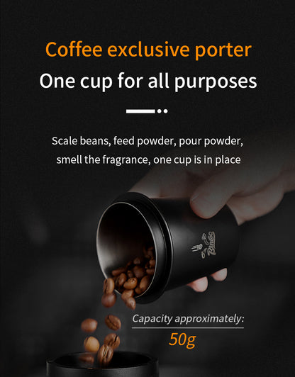 Bincoo 51/58mm Coffee Dosing Cup - Food-Grade Stainless Steel Espresso Powder Receiver, Multi-Use Coffee Porter for Weighing Beans & Catching Grounds, Black