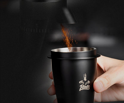 Bincoo 51/58mm Coffee Dosing Cup - Food-Grade Stainless Steel Espresso Powder Receiver, Multi-Use Coffee Porter for Weighing Beans & Catching Grounds, Black