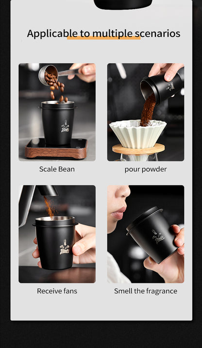 Bincoo 51/58mm Coffee Dosing Cup - Food-Grade Stainless Steel Espresso Powder Receiver, Multi-Use Coffee Porter for Weighing Beans & Catching Grounds, Black