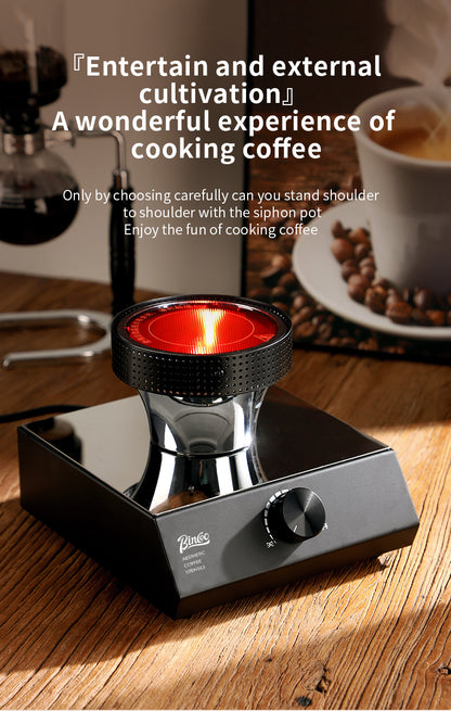 Bincoo 400W Adjustable Infrared Light Wave Coffee Burner, Halogen Siphon Coffee Pot Heater with Knob Temperature Control, Home Barista & Cafe Use
