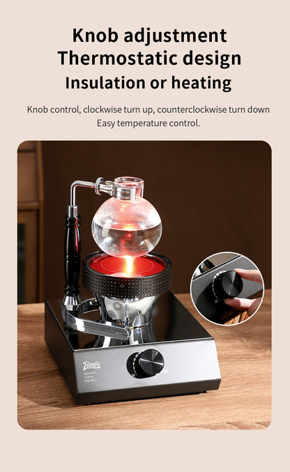 Bincoo 400W Adjustable Infrared Light Wave Coffee Burner, Halogen Siphon Coffee Pot Heater with Knob Temperature Control, Home Barista & Cafe Use