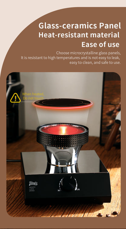 Bincoo 400W Adjustable Infrared Light Wave Coffee Burner, Halogen Siphon Coffee Pot Heater with Knob Temperature Control, Home Barista & Cafe Use