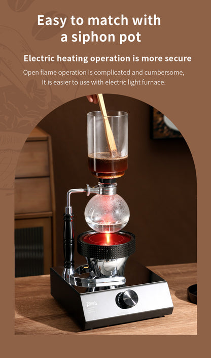 Bincoo 400W Adjustable Infrared Light Wave Coffee Burner, Halogen Siphon Coffee Pot Heater with Knob Temperature Control, Home Barista & Cafe Use