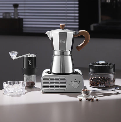 BINCOO Single Valve Moka Pot Stovetop Coffee Maker, 3rd Gen Pressure Boost Espresso Pot with Comfort Wood Handle for Home Barista Perfect Flavor Brewing