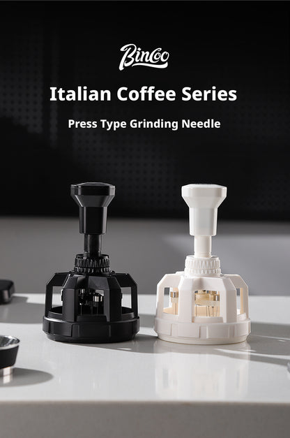 BINCOO Push Style Coffee WDT Distribution Needle, Adjustable Espresso Powder Stirrer with Brush Cleaning Base