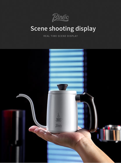 Bincoo Gooseneck Pour Over Coffee Kettle - Stainless Steel Hand Drip Pot with Wooden Handle, Precise Water Control Spout for Home Brewing