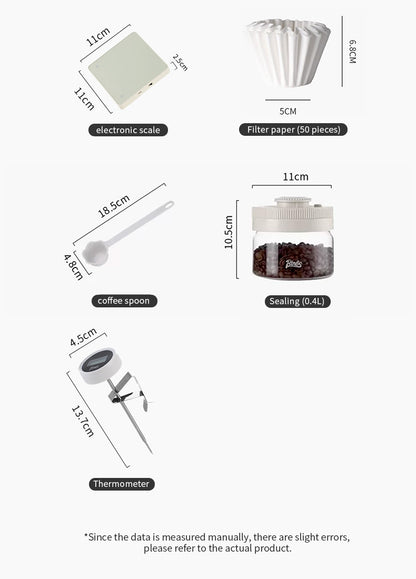 Bincoo Complete Pour Over Coffee Set, Yuguang Pleated Ceramic Dripper Hand Brew Kit with Gooseneck Kettle, Manual Coffee Grinder, Glass Coffee Server & Digital Coffee Scale, Aesthetic Home Barista Coffee Making Kit