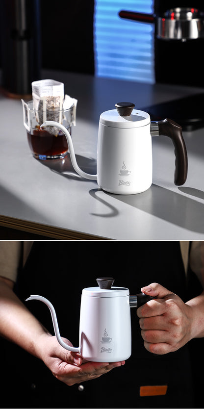 Bincoo Gooseneck Pour Over Coffee Kettle - Stainless Steel Hand Drip Pot with Wooden Handle, Precise Water Control Spout for Home Brewing